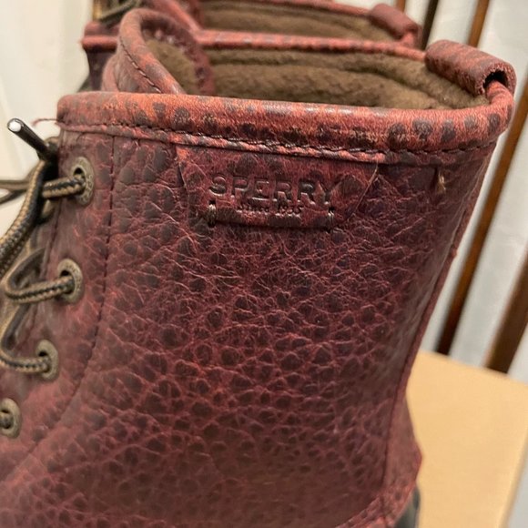 Sperry SALTWATER Amaretto Black Leather Duck Boots New Men's Shoes - Picture 8 of 11